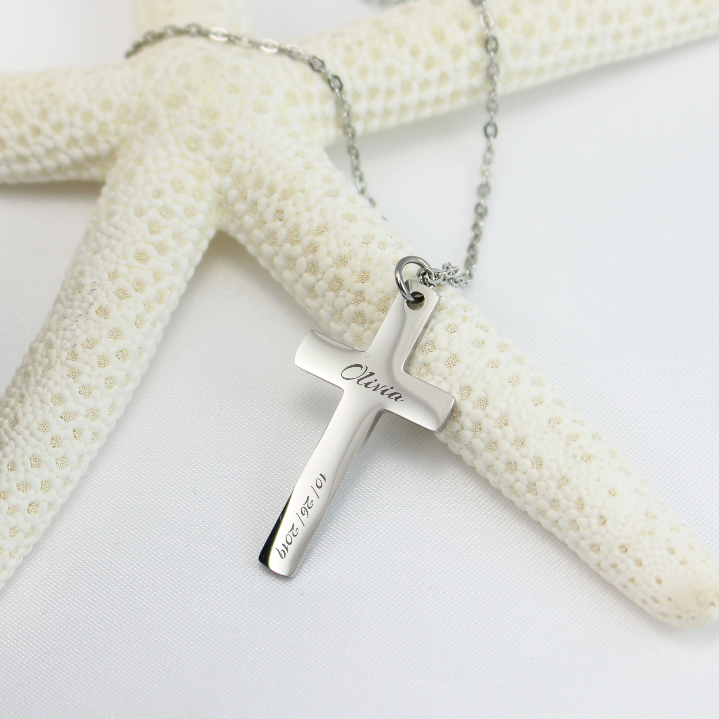 Personalized Engraved Cross Necklace - Sophia