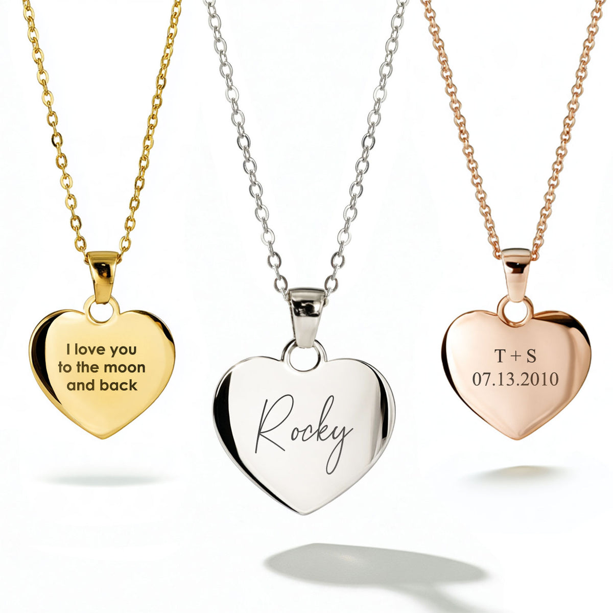 Personalized Custom Engraved Heart Necklace, Name & Message Memorial Jewelry For Her - Avery
