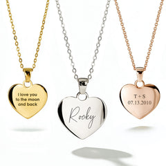 Personalized Custom Engraved Heart Necklace, Name & Message Memorial Jewelry For Her - Avery