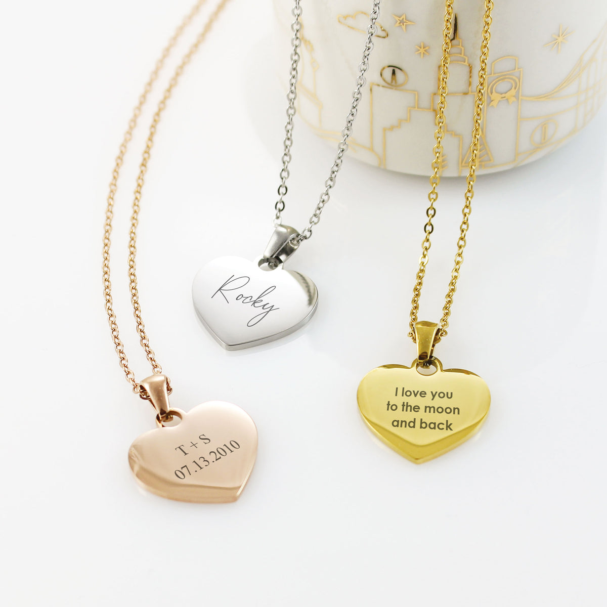 Stainless Steel Engraved Name Heart Necklace - Avery