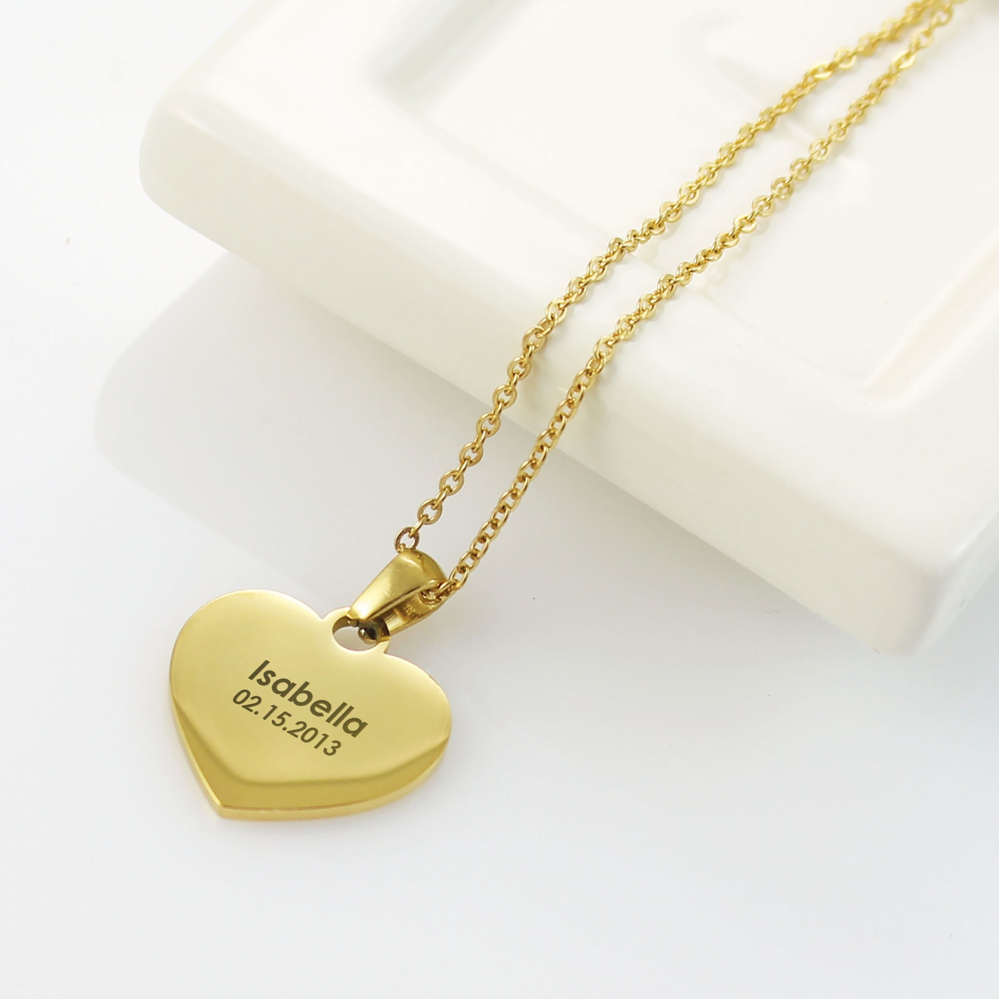 Stainless Steel Engraved Name Heart Necklace - Avery