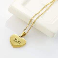 Stainless Steel Engraved Name Heart Necklace - Avery