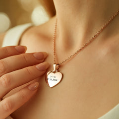 Personalized Custom Engraved Heart Necklace, Name & Message Memorial Jewelry For Her - Avery
