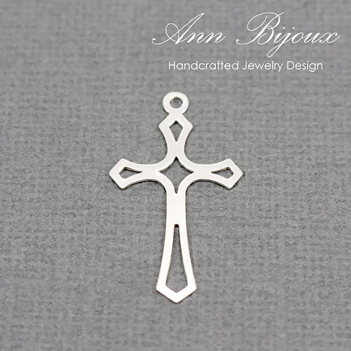 Sterling Silver Cross Charm: 28mm Religious Pendant