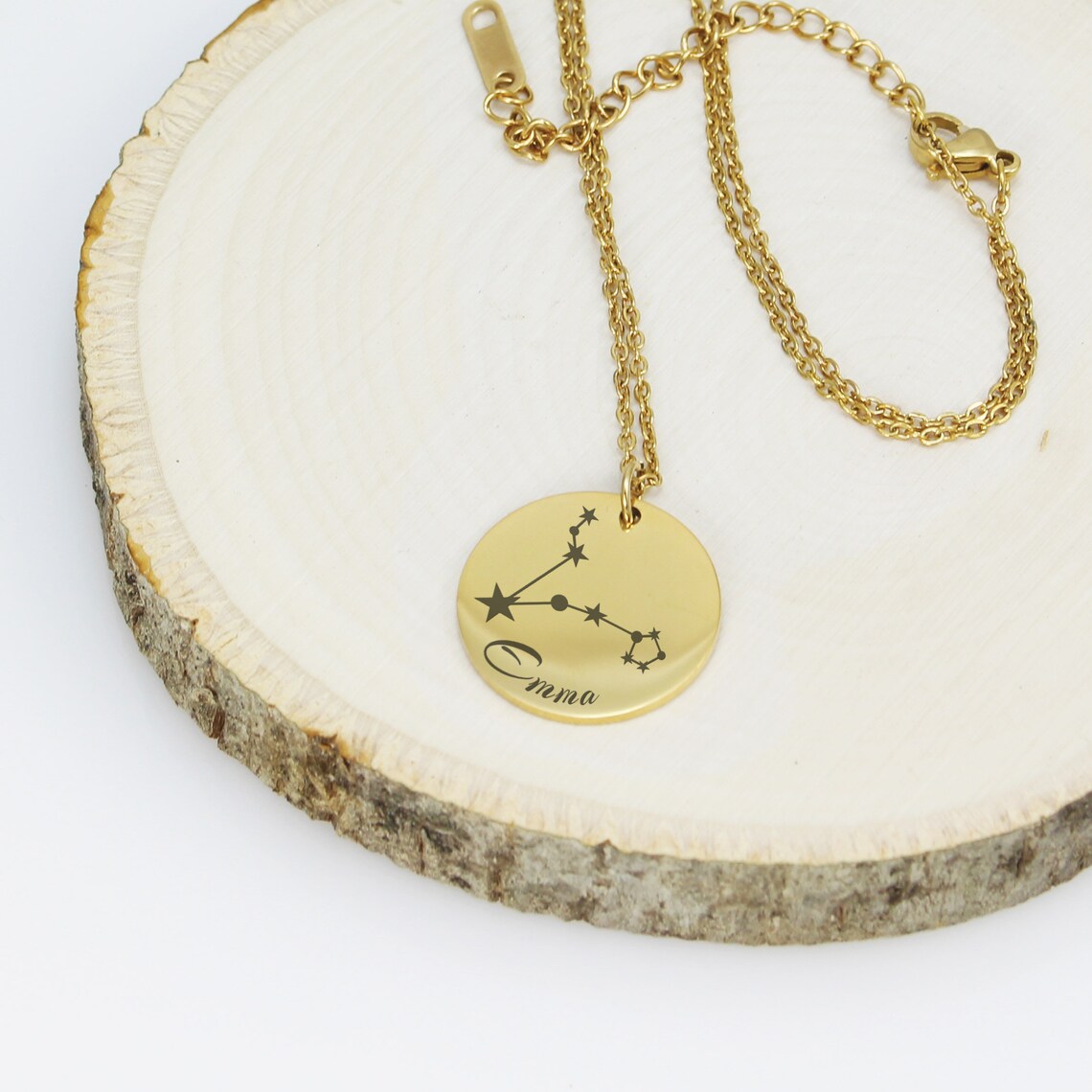 Custom engraved with any name and zodiac constellation of your choice.