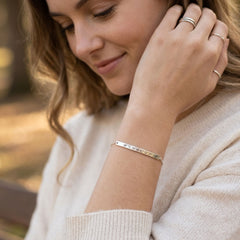 Personalized Sterling Silver GPS Coordinates Bar Bracelet - Personalized Engraved Meaningful Place Bar Charm - Anniversary Gift for Her - Ava