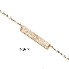Custom Fingerprint Bar Necklace Personalized Engraved Horizontal Pendant Jewelry - Emily