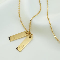 Custom Initial Bar Necklace Engraved Multiple Pendants Personalized Mother's & Family Gift - Ariana