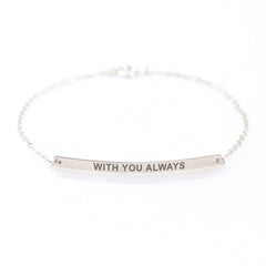 Custom coordinate engraved silver bar bracelet. Personalized latitude and longitude jewelry on a delicate silver link chain for a meaningful anniversary or graduation gift.