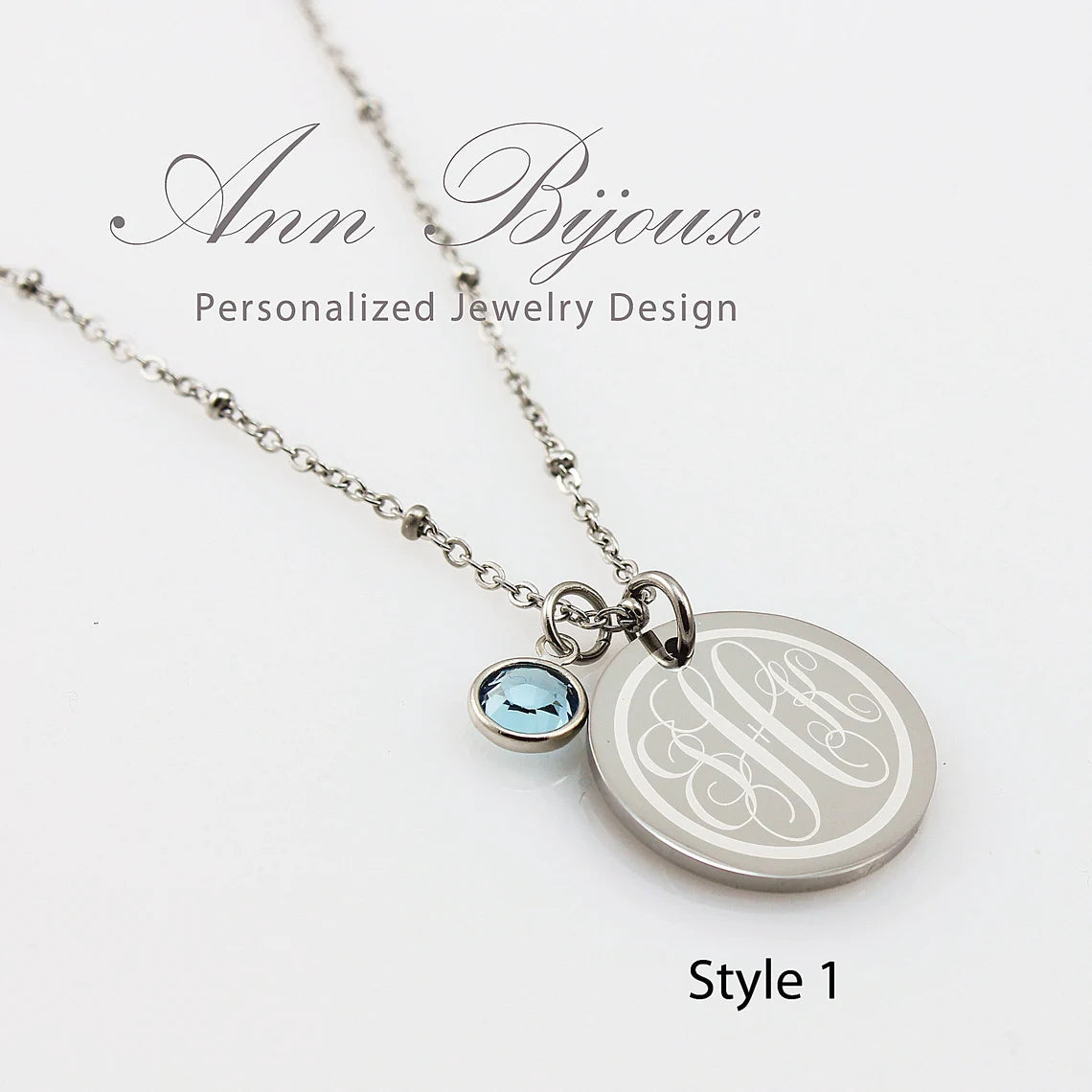 Monogram with Birthstone Necklace - Clara