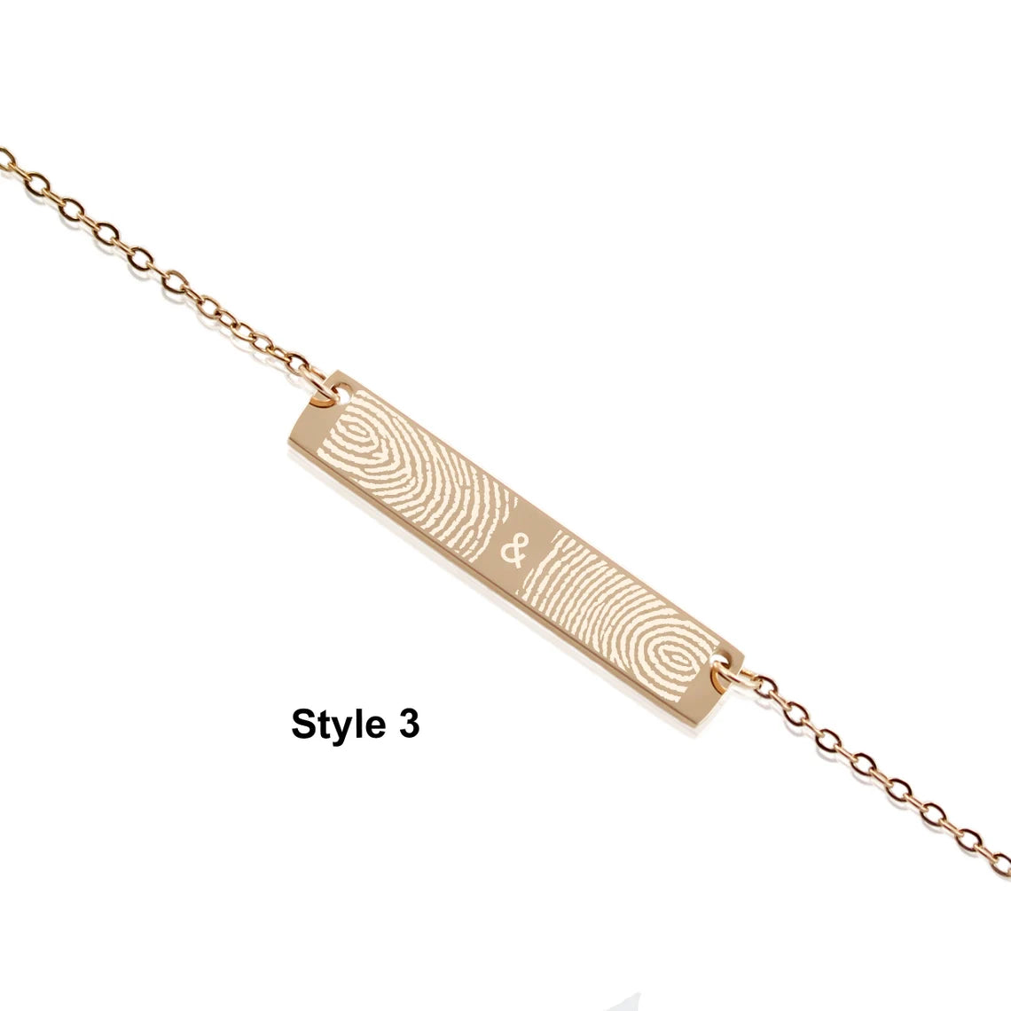 Actual Fingerprint Stainless Steel Bar Necklace - Anya