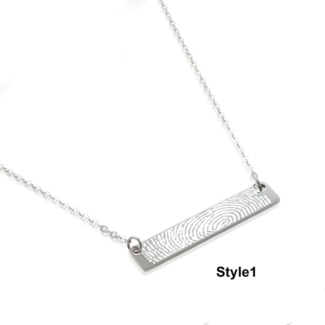 Actual Fingerprint Stainless Steel Bar Necklace - Anya