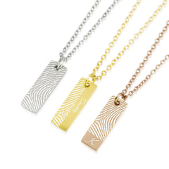 Personalized Actual Fingerprint Vertical Pendant Custom Name Initial Necklace - Scarlett
