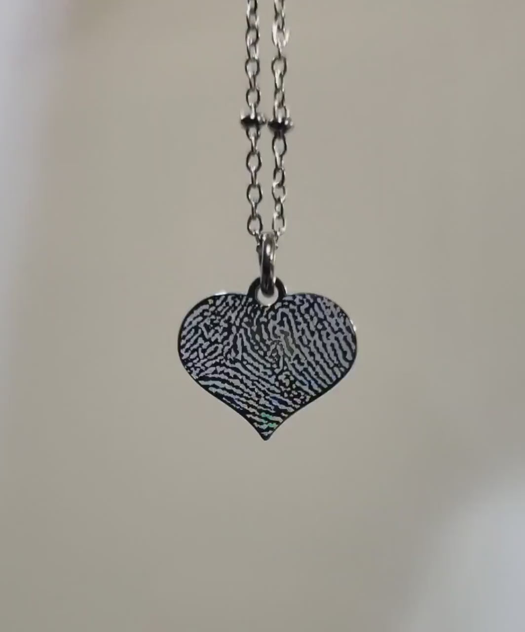 Fingerprint Dainty Heart Stainless Steel Necklace - Sienna