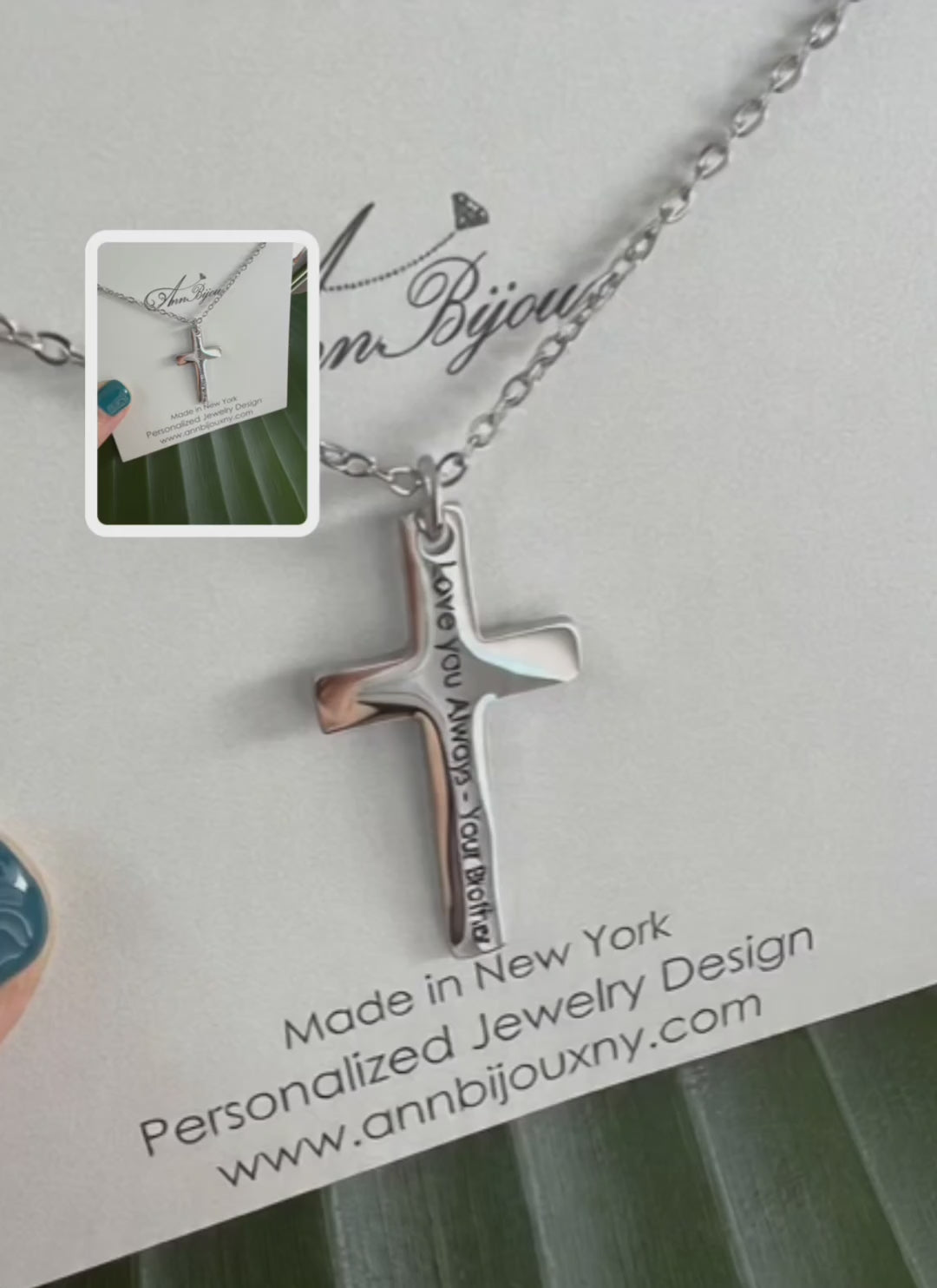 Personalized Engraved Cross Necklace, Custom Name & Bible Verse Stainless Steel Jewelry - Sophia