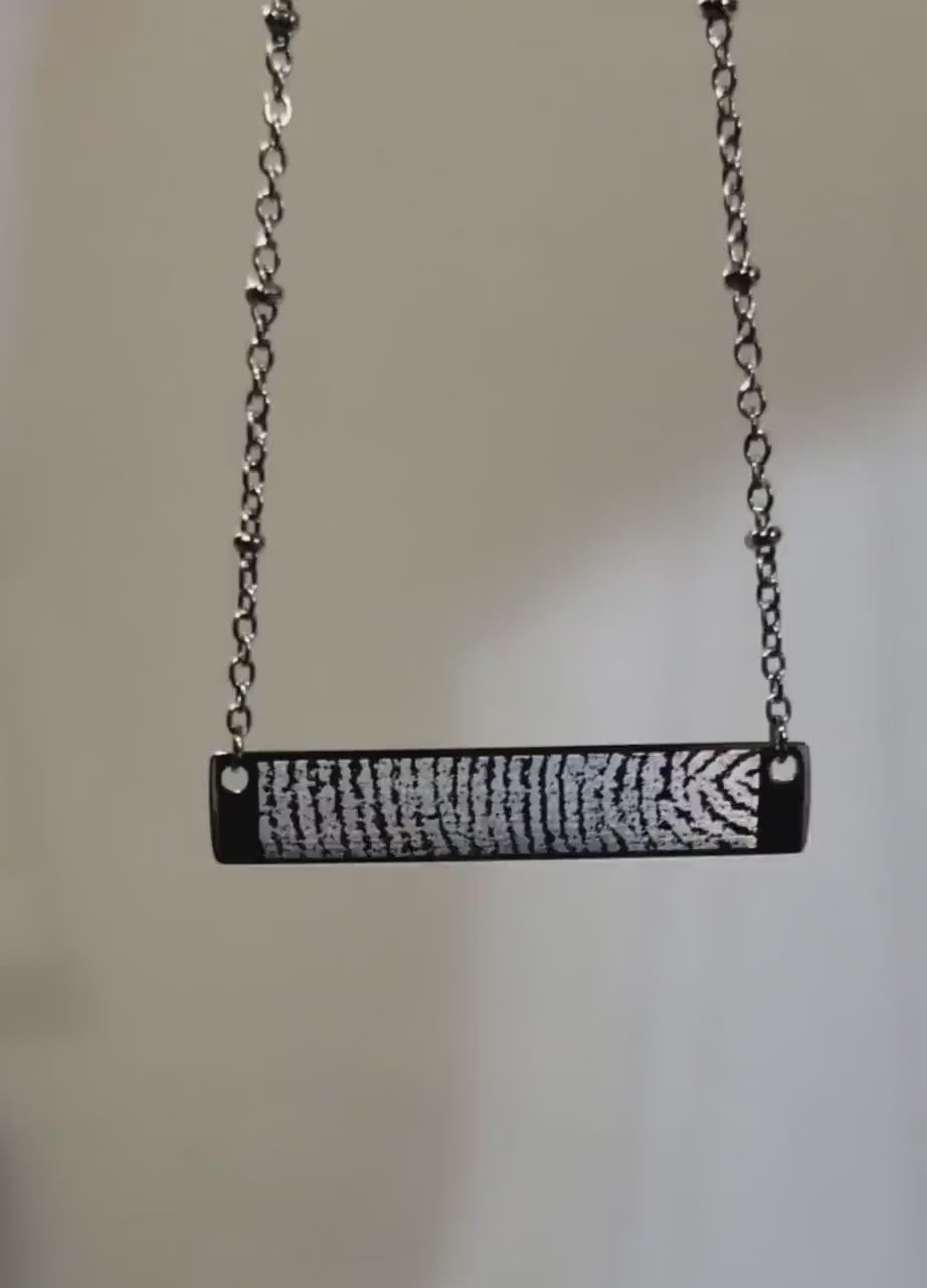 Actual Fingerprint Stainless Steel Bar Necklace - Anya
