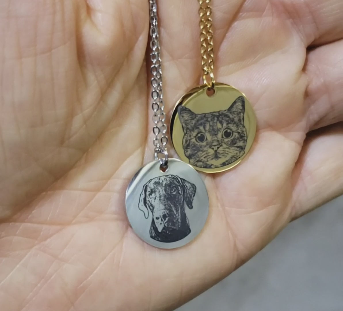 Engraved Pet Portrait Stainless Steel Jewelry - Lucy