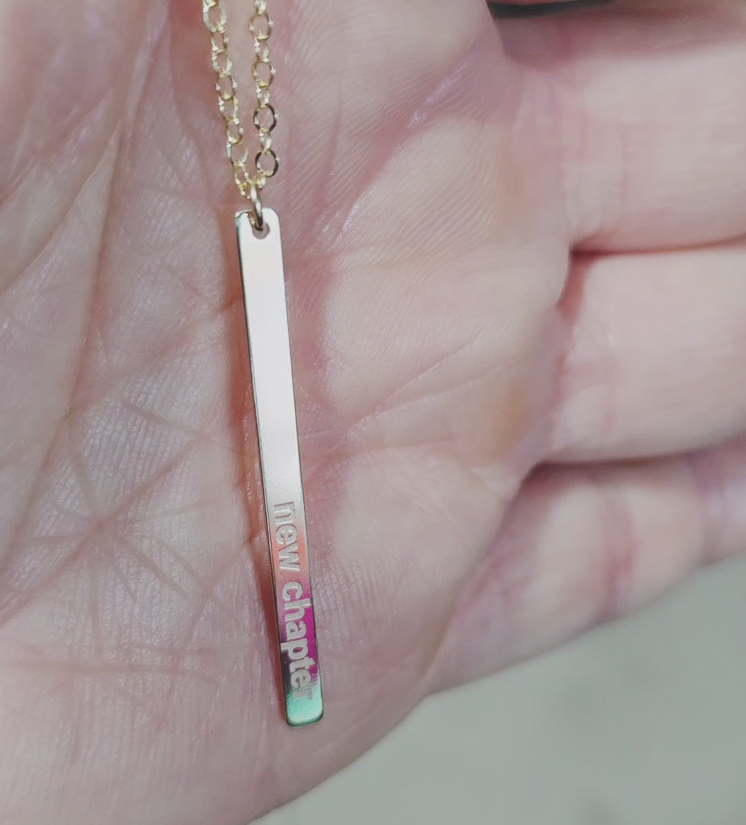 Personalized Gold Filled Initial Bar Necklace - Engraved Name Bar Jewelry - Kennedy